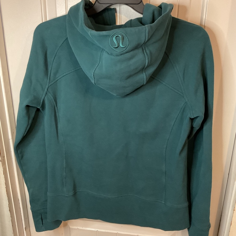 Lululemon scuba full zip Heathered desert teal size 12 - Picture 4 of 5